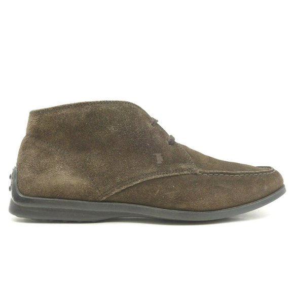 Tods Brown Leather Casual Lace Up Chukka Driving Ankle Boots Shoes Men\'s 7.5 Tods Mens Chukka Boot Size 9 Water Repellent Brown Leather  main image 2